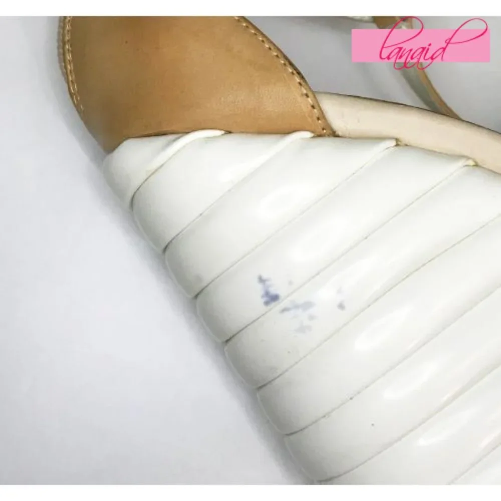 Jeffrey Campbell Sous Wedges Leather Camel White Bubble Strappy Platform Heels 6